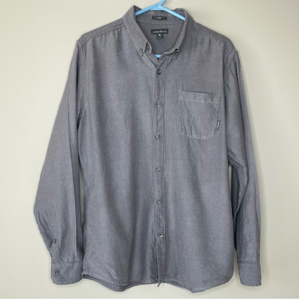Eddie Bauer Light Gray Button-Down Long Sleeve Shirt